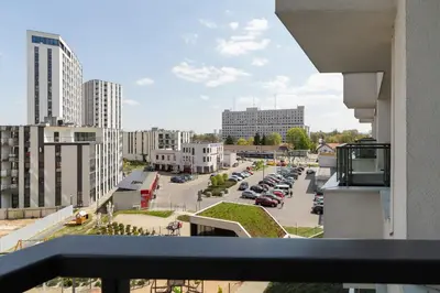 a view of a parking lot from a balcony at City Centre & Modern Quiet Apartment with Parking by Renters Prestige in Kraków