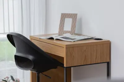 a desk with a black chair next to a window at Family Apartment with Parking & Terrace by Noclegi Renters in Kraków