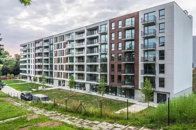 a rendering of a large apartment building at Nowy apartament - Bulwary nad Sołą - 52m2 in Oświęcim