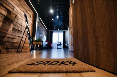 a rug on the floor of a hallway at Zadzior4 by Housine in Zator