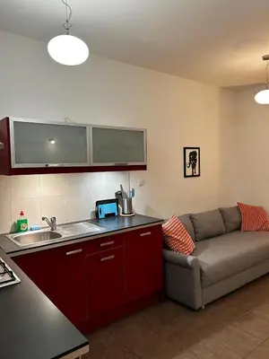 a kitchen with a couch and a sink in a room at GOLDEN APARTMENTS with Lift - OLD TOWN in Kraków