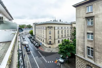 a view of a city street from a building at Serene Apartment in the City Center - by Upstairs in Kraków