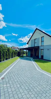 a driveway in front of a house at Apartamenty u Edzi in Zator