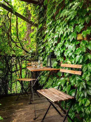 a table and two benches in front of a green wall at Tyzenhauz Grand Apartaments in Kraków
