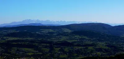 an aerial view of a valley with mountains in the background at Chata pod 7 lipami in Jaworzna