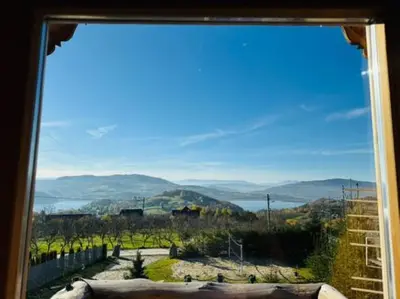 a view from the balcony of a house at Tabacówka in Tabaszowa