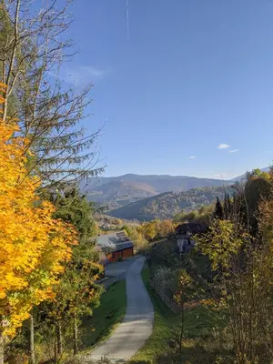 a road leading to a house on a hill at Zacisze na Wzgórzu in Zawoja