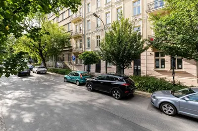 a group of cars parked on the side of a street at Apartament w Centrum Krakowa 106 in Kraków