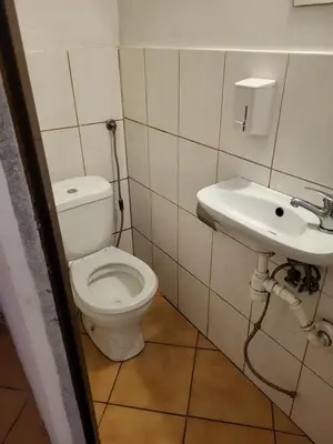 a bathroom with a toilet and a sink at Grzegorzecka Room nr 1 in Kraków