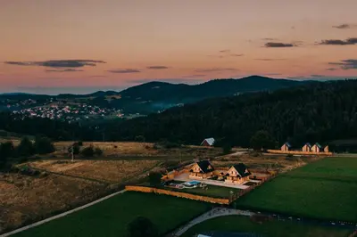 an aerial view of a house in the mountains at Górskie Tarasy in Rabka