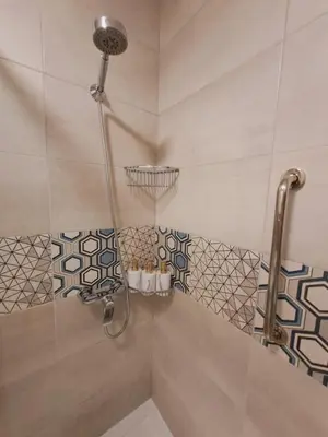 a bathroom with a shower with a shower head at Limanowa Sunriser Apartment in Limanowa