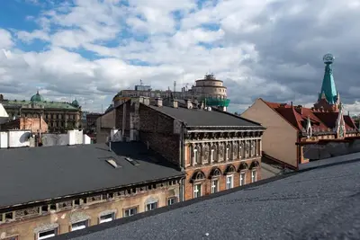 a view of a city skyline with a building at Długa 14 by Homeprime in Kraków