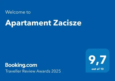 a blue background with the text department at Apartament Zacisze in Wieliczka