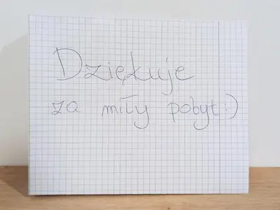 a piece of paper with the words apologize be my puppet at Kaim Hill Cracow Chillout Zone in Kraków