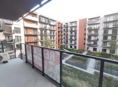 a balcony with a view of some apartment buildings at Klimeckiego 8a by Homeprime in Kraków
