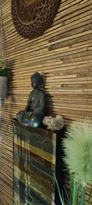 a bronze statue of a woman sitting on a wall at Emerald Spa Guest house in Kraków