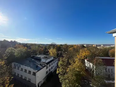 an aerial view of a building in a city at FeelHome Apartment with kitchen in Kraków