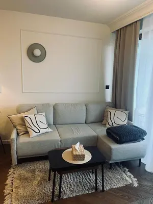 a living room with a couch and a table at Apartament BonHaus Grzegórzecka in Kraków