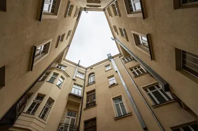 a view from the inside of a building at Vintage Studencka 1 Apartment in Kraków