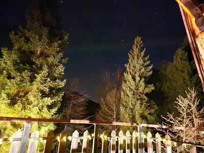 an overhead view of a garden at night with lights at willa Partykówka in Poręba Wielka
