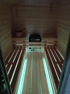 an inside view of a room in a sauna at Domek Parzenica Nowy Targ in Nowy Targ
