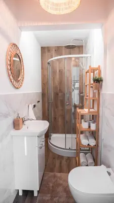 a bathroom with a shower and a sink and a toilet at Pokój Dziupla in Tarnawa Dolna