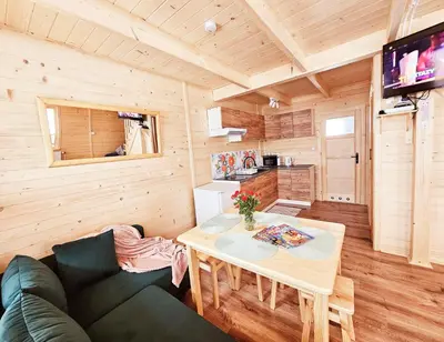 a living room with a couch and a table at Sielanka u Basi in Toporzysko