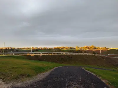 an empty road in the middle of a field at Noclegi nad S-ką in Miechów