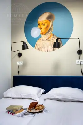 a painting of a statue of a man on a bed at Spacious apartment 11 PAX, Vistula River - Fragola Apartments in Kraków