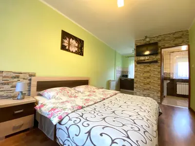 a bedroom with a bed and a television in it at Apartamenty i pokoje w Zawoi Dorota Miśkowiec in Zawoja