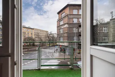 a view of a street from a window at Luxury Apartment with Two Bedrooms and Balcony by Renters Prestige in Kraków