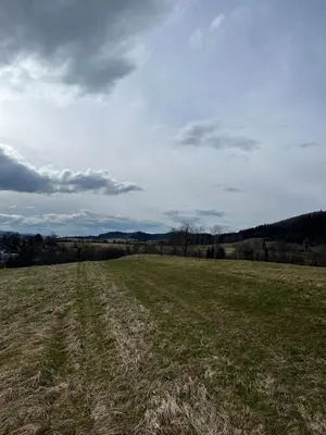 a field of grass with the sky in the background at Domek przy szlaku in Rabka-Zdroj
