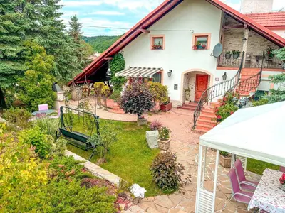 an aerial view of a house with a garden at ForRest House Jacuzzi & Sauna in Jasienica