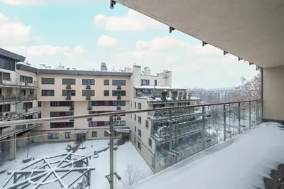 a view from the balcony of a building at Bulwary Wiślane Kraków Apartament Ludwinowska przy Forum by Noclegi Renters in Kraków