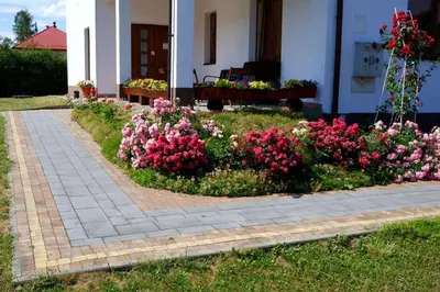 a garden of flowers in front of a house at Willa Tulipan in Kamienica
