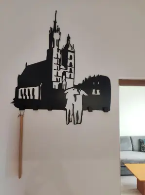 a castle wall sticker on a wall in a living room at Dwupokojowy Apartament 700 m od Szpital Prokocim in Kraków
