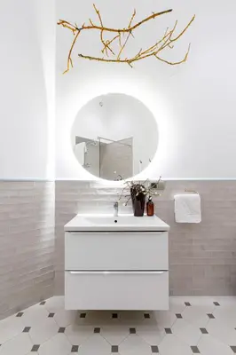 a bathroom with a white sink and a mirror at Two bedroom apartment-Dietla 11- Wawel Castle view in Kraków