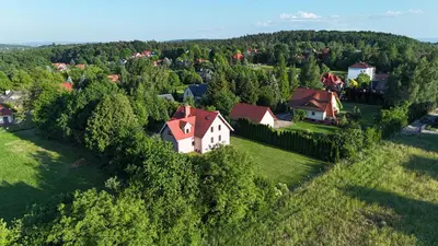an aerial view of a house on a hill at House in Zabierzów in Zabierzów