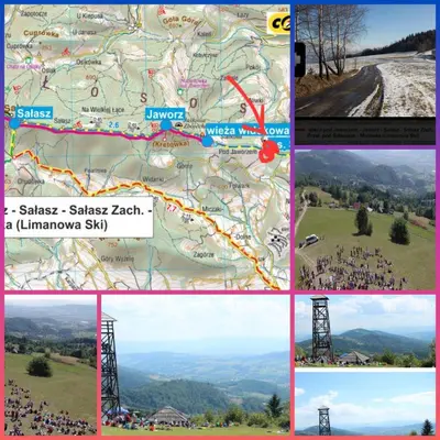 a collage of photos of a race on a mountain at DOMEK NA GRANICY wynajem nocleg in Stankowa