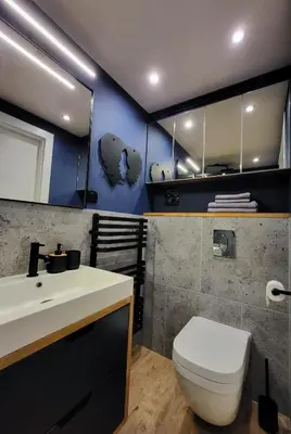 a bathroom with a white toilet and a sink at Przystań na Kazimierzu in Kraków