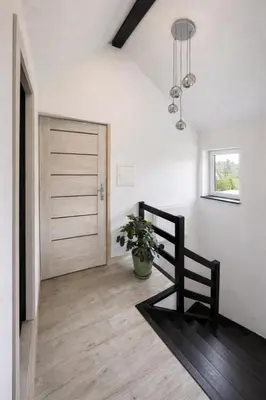 a hallway with a door and a potted plant at Dom u Teresy in Harkabuz