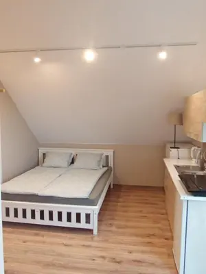 a small bedroom with a bed in a kitchen at Blisko Energylandii in Zator