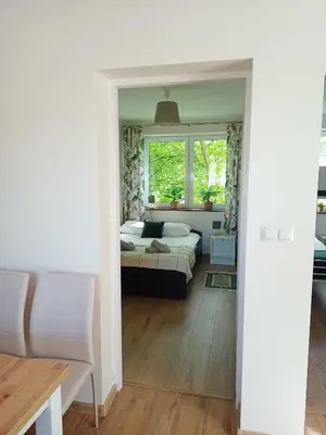 a bedroom with a bed and a window at Gawlasoowka in Inwałd