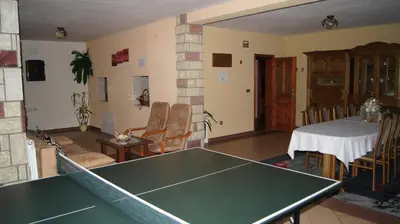 a living room with a ping pong table in it at Willa Pod Dębami - SALA ZABAW - Małpi Gaj - blisko centrum in Rabka