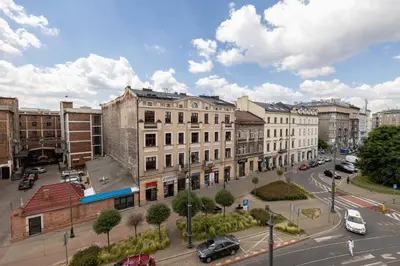 an aerial view of a city street with buildings at 1-Bedroom Apartment with Balcony - Długa 65 in Kraków