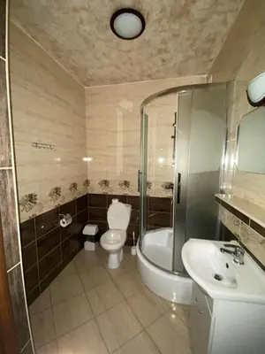 a bathroom with a toilet and a sink and a shower at Jelonek Zawoja in Zawoja