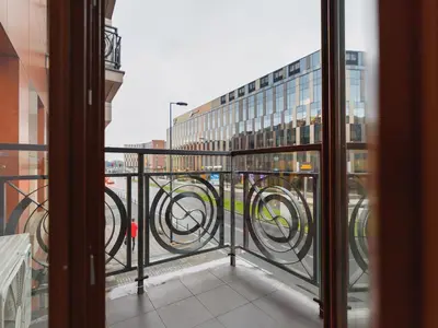 a view from the balcony of a building at Apartment with balcony - Pawia 34 Street in Kraków