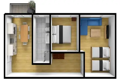 a floor plan of a small apartment with a room at Apartment with balcony - 21 Filipa Street in Kraków