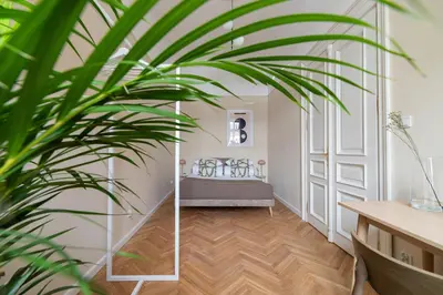 a plant in a room with a hallway at Apartment with balcony - Rejtana 10 in Kraków