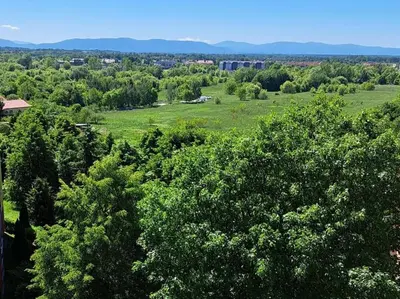 an aerial view of a field with trees at Green apartament in Oświęcim